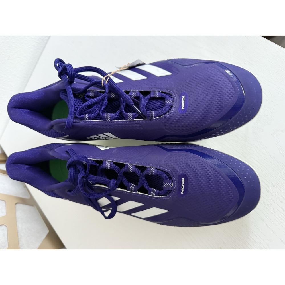 Adidas Men's Icon 7 Metal Baseball Lace Up Cleats Purple White Size 15 - Picture 3 of 7